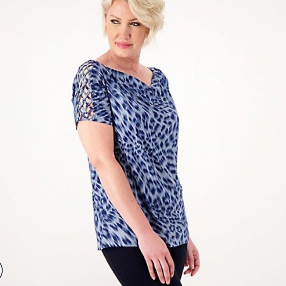 Attitudes by Renee Tunic Top Rain Leopard Sz 1X NWT